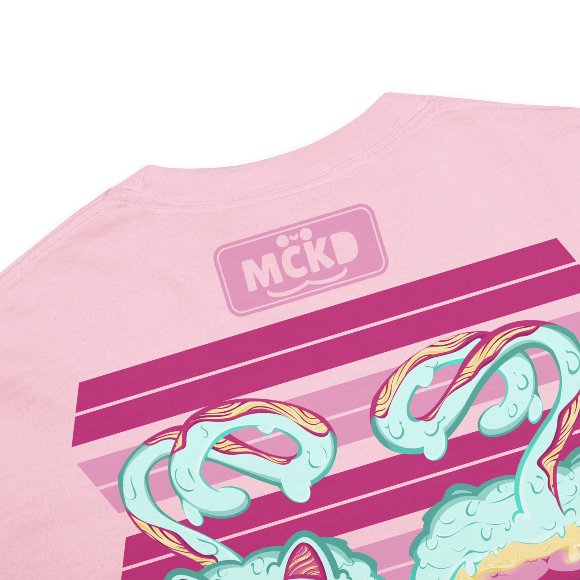 Zoom on back character artwork and logo details — Cupi Back 0 - Heavy Cotton Shirt — Machikoulidana / mckd.studio